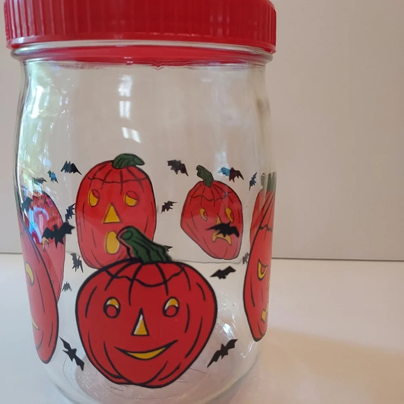 Vintage Glass Canister Pumpkins and Bats - Picture 5 of 10